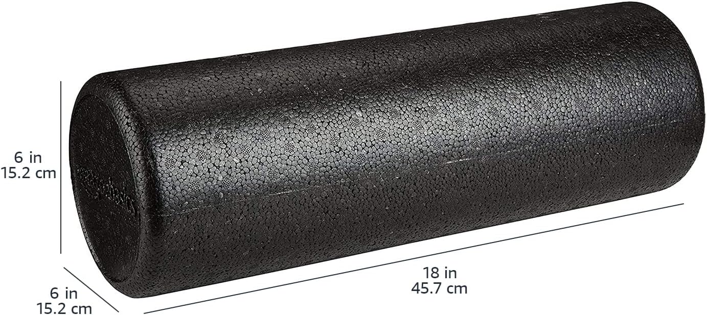 Amazon Basics Foam Roller 18" — Firm, durable polypropylene maintains shape; molded edges for
