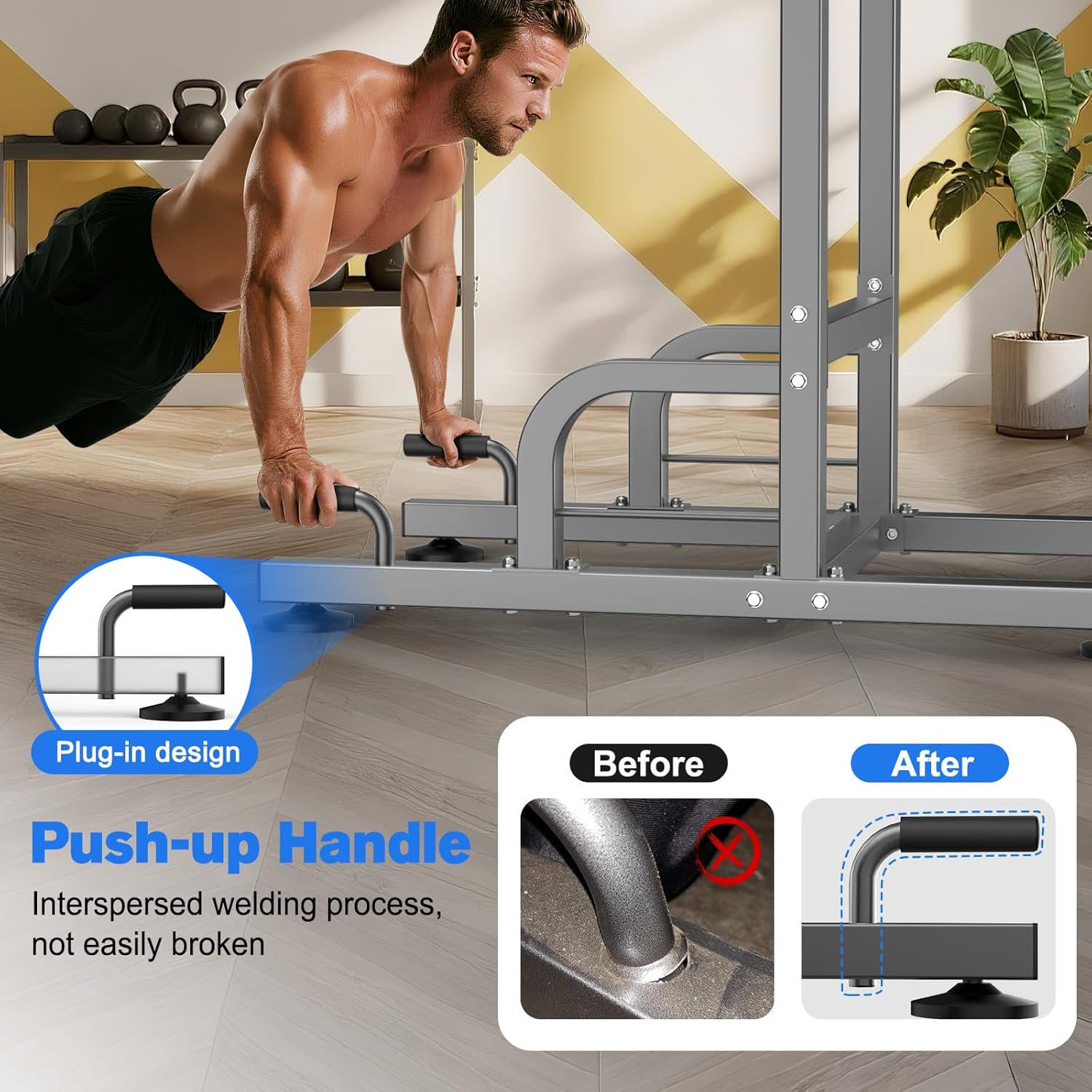 RELIFE Power Tower — Adjustable Handle，Features 3 levels of armrest adjustment making