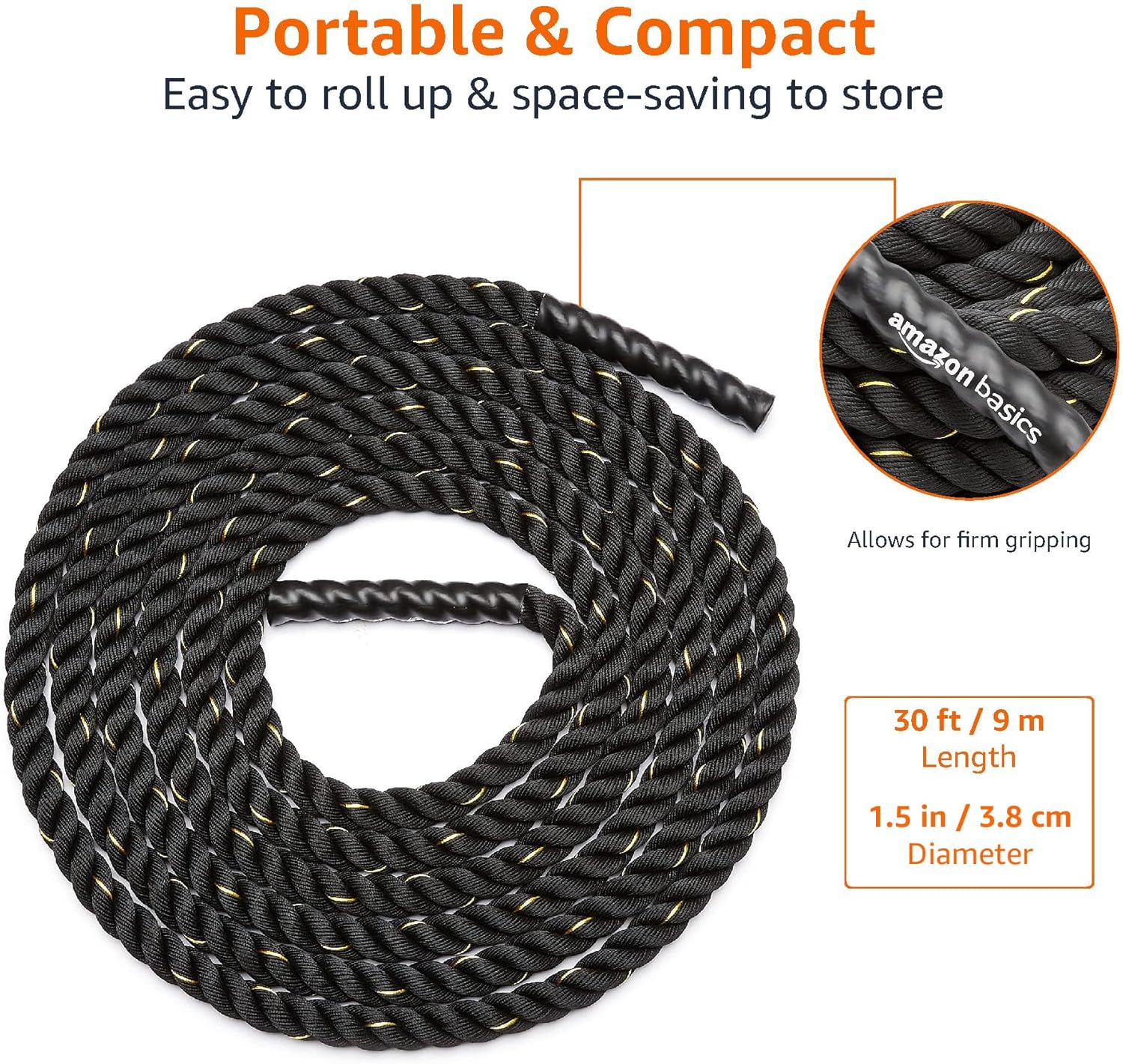 Amazon Basics Battle Rope — Enhanced Visibility