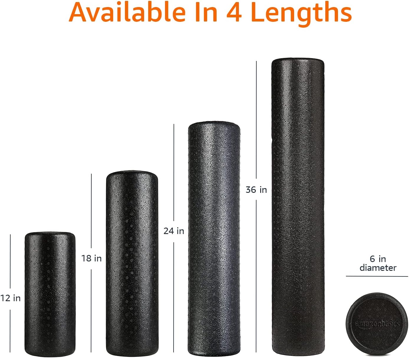 Amazon Basics Foam Roller 24" — Firm, durable polypropylene maintains shape; molded edges for