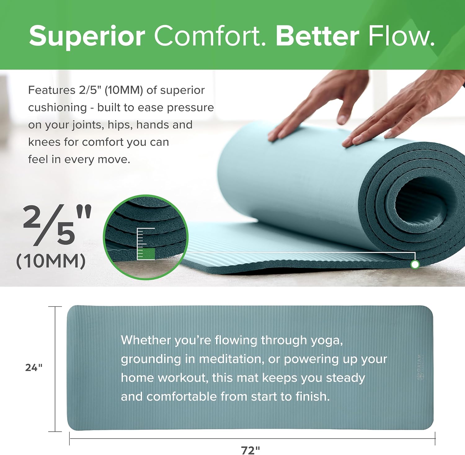 Gaiam Yoga Mat (Teal) — Comfort-Focused Surface for Controlled Movement