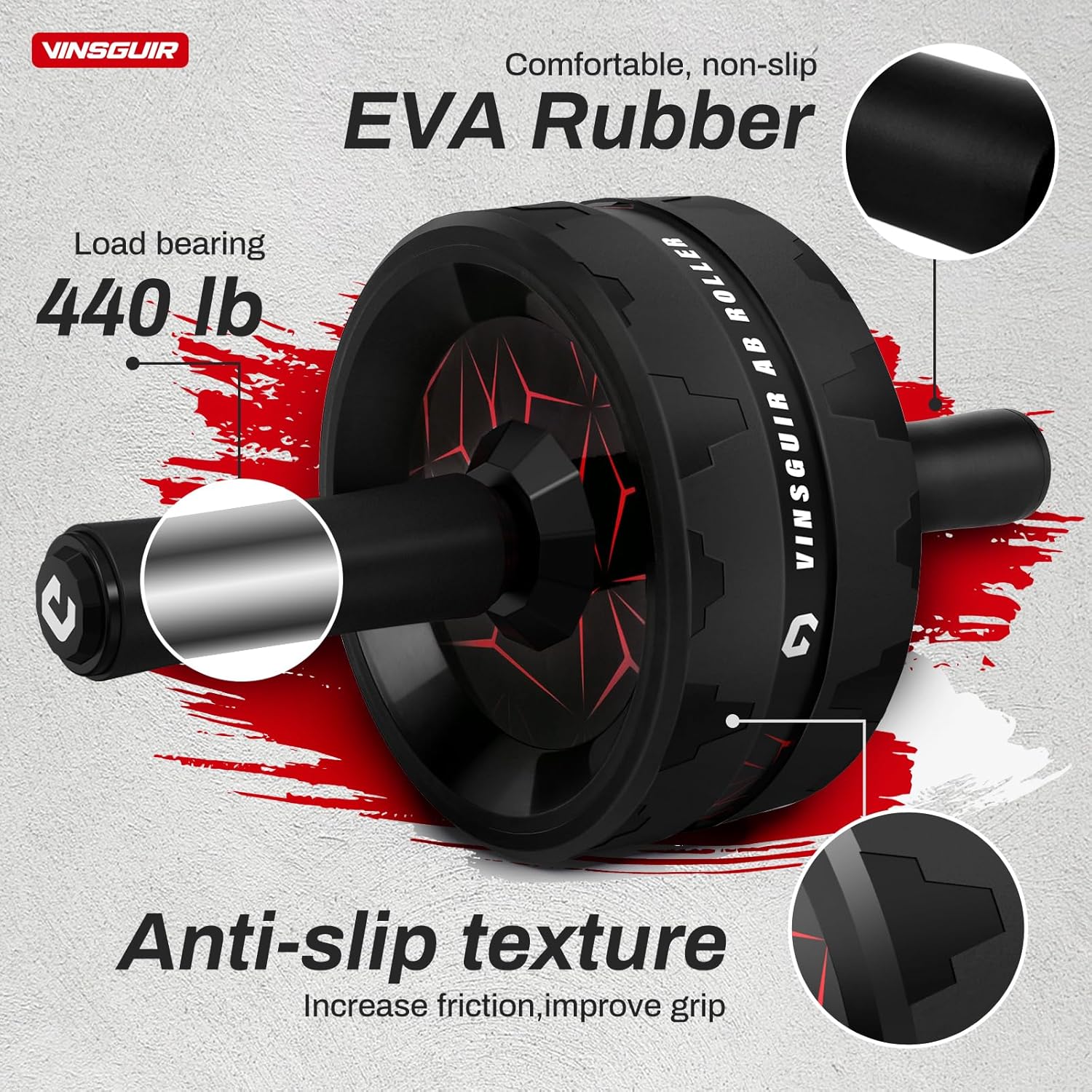 Vinsguir Ab Roller (Red) — Efficient Exercise Equipment