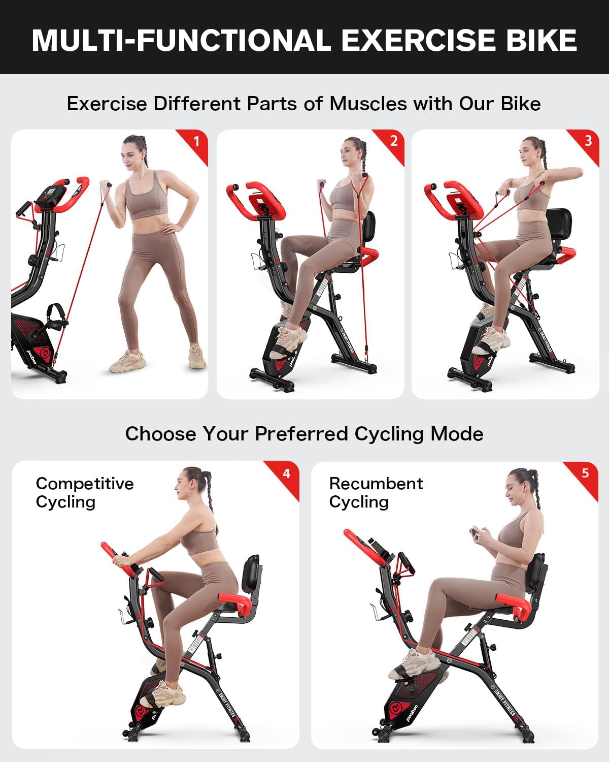 pooboo Folding Exercise Bike — Bottle Holder