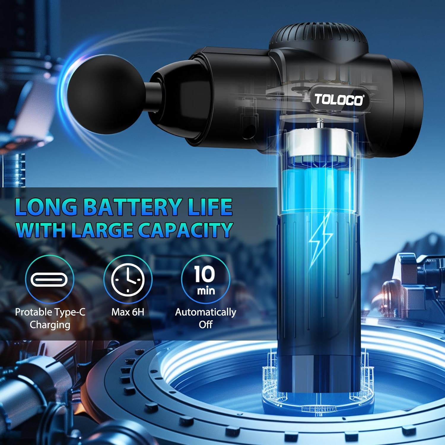 TOLOCO Massage Gun — 10 Professional Massage Heads
