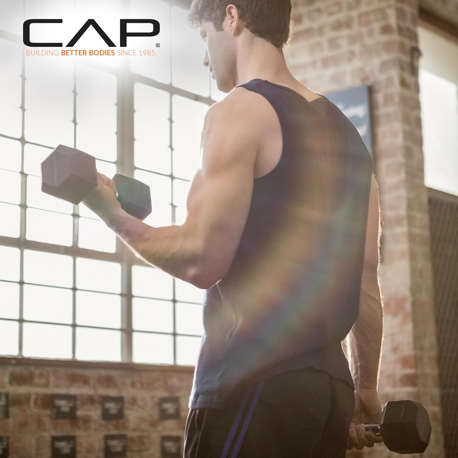 CAP Barbell Hex Dumbbell — Each dumbbell head is made from ASTM A48