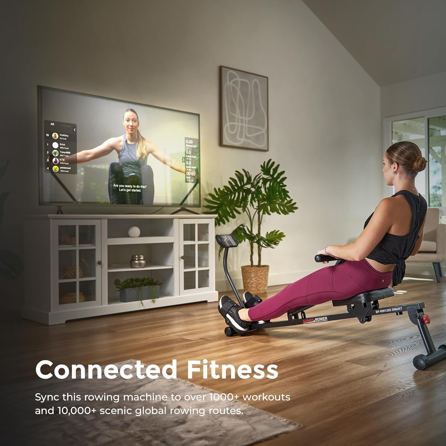 Sunny Health Compact Rowing Machine — Free Connected App