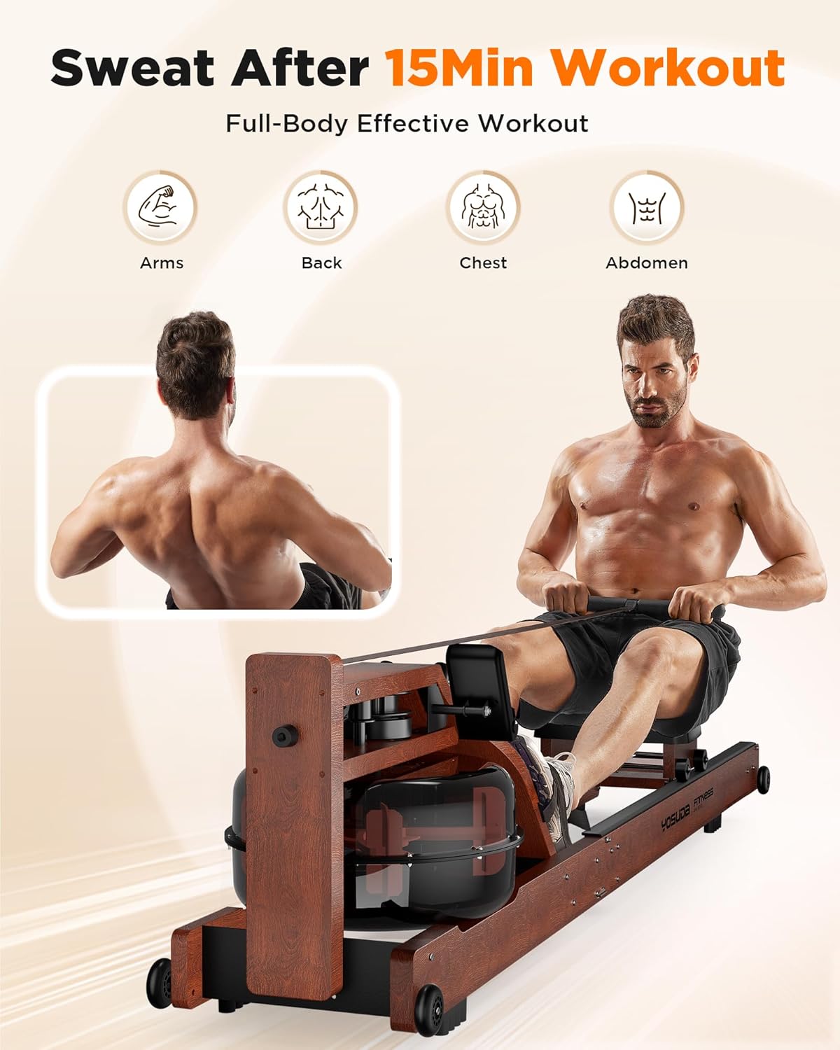 YOSUDA Water Rowing Machine — Never Worry Leaking Problem