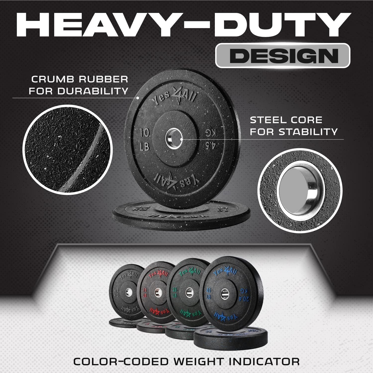 Yes4All Olympic Bumper Plate — Olympic Barbell Compatibility