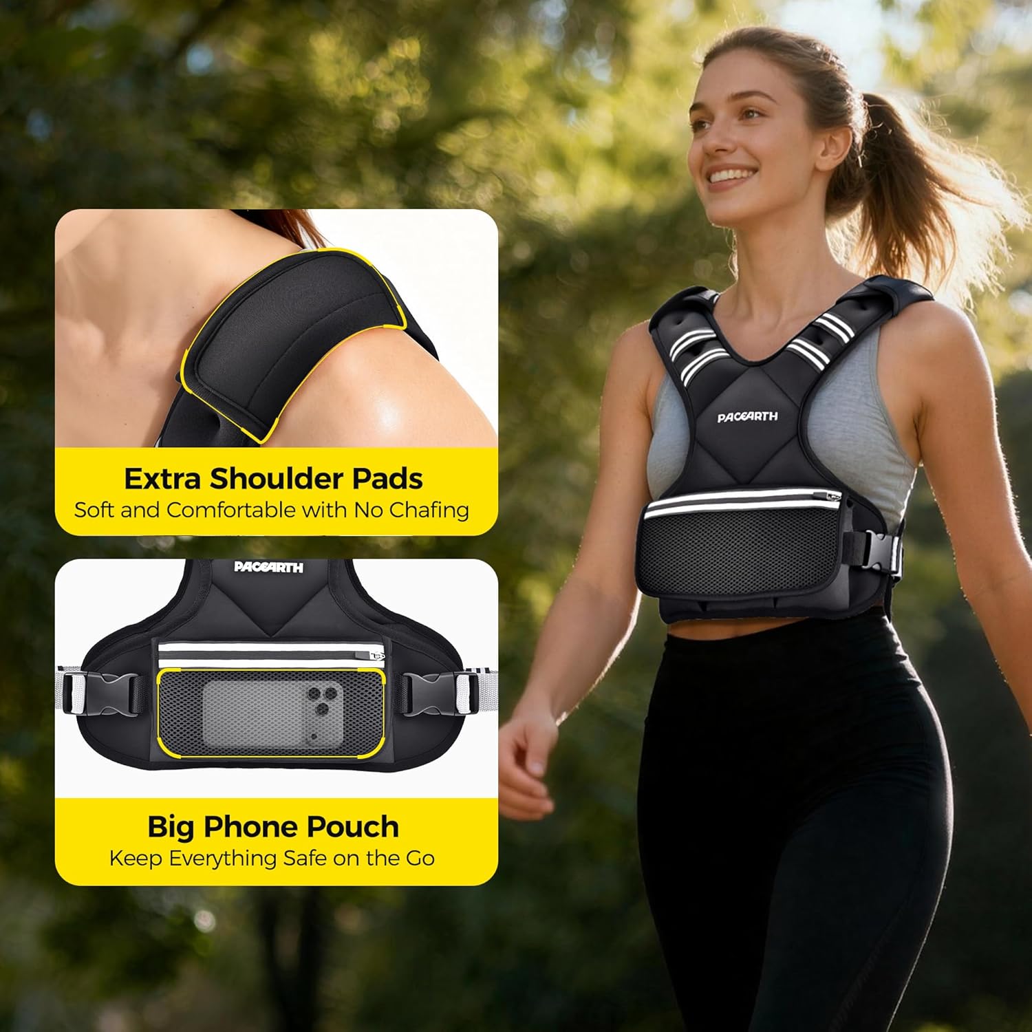 PACEARTH Adjustable Weighted Vest — Convenient & Safe