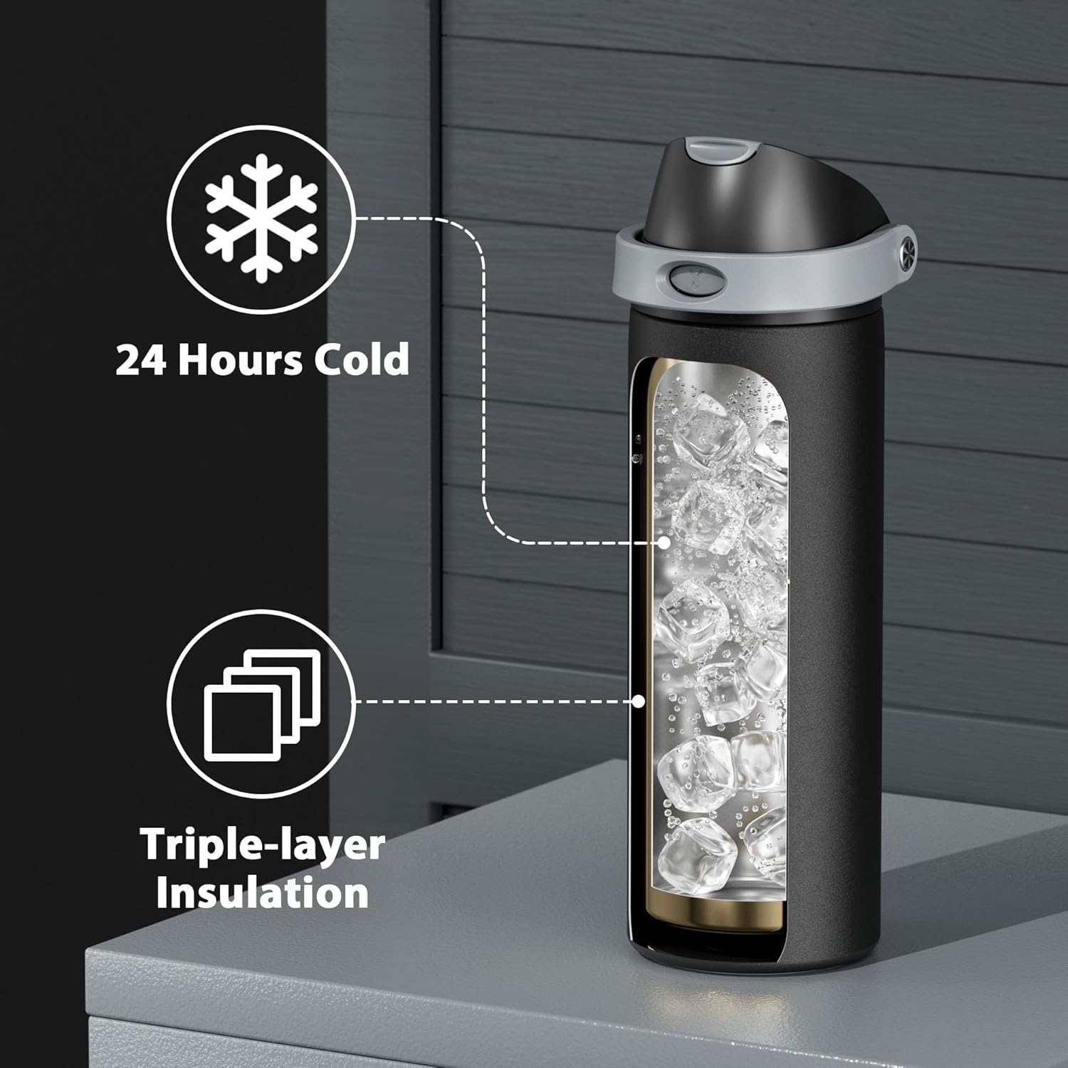 Meoky 24oz Insulated Water Bottle — Protective Base, Protect Your Bottle