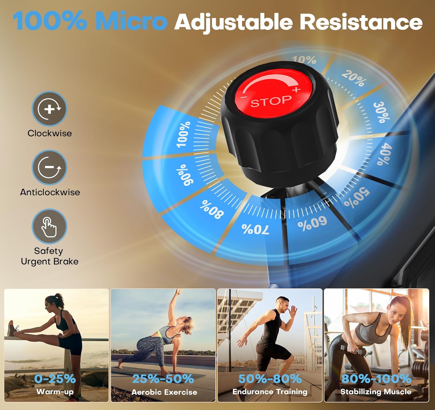 CHAOKE Magnetic Exercise Bike — Heavier flywheel with magnetic resistance across 0-100% of