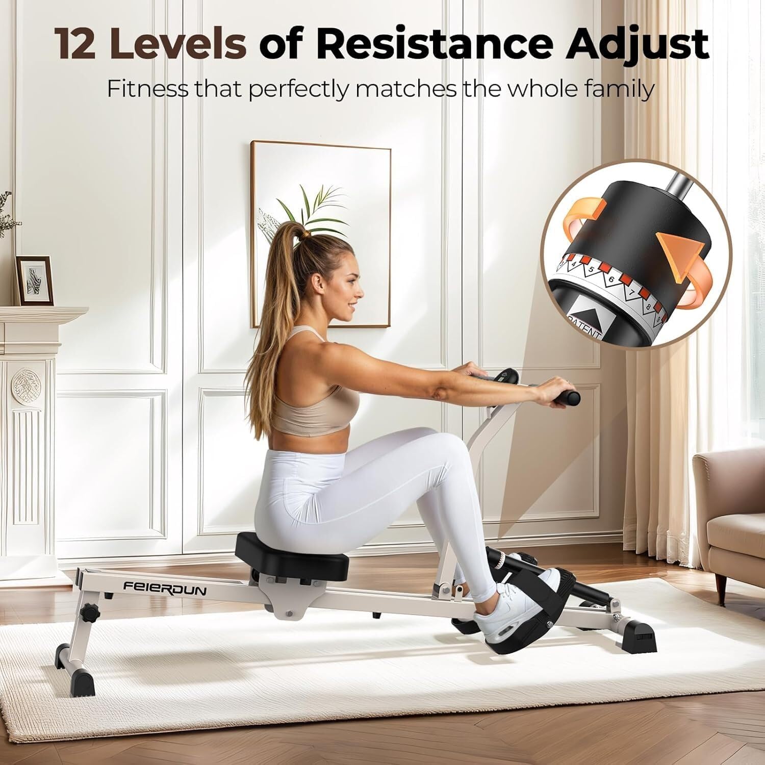 FEIERDUN Hydraulic Rowing Machine — Compact & Portable
